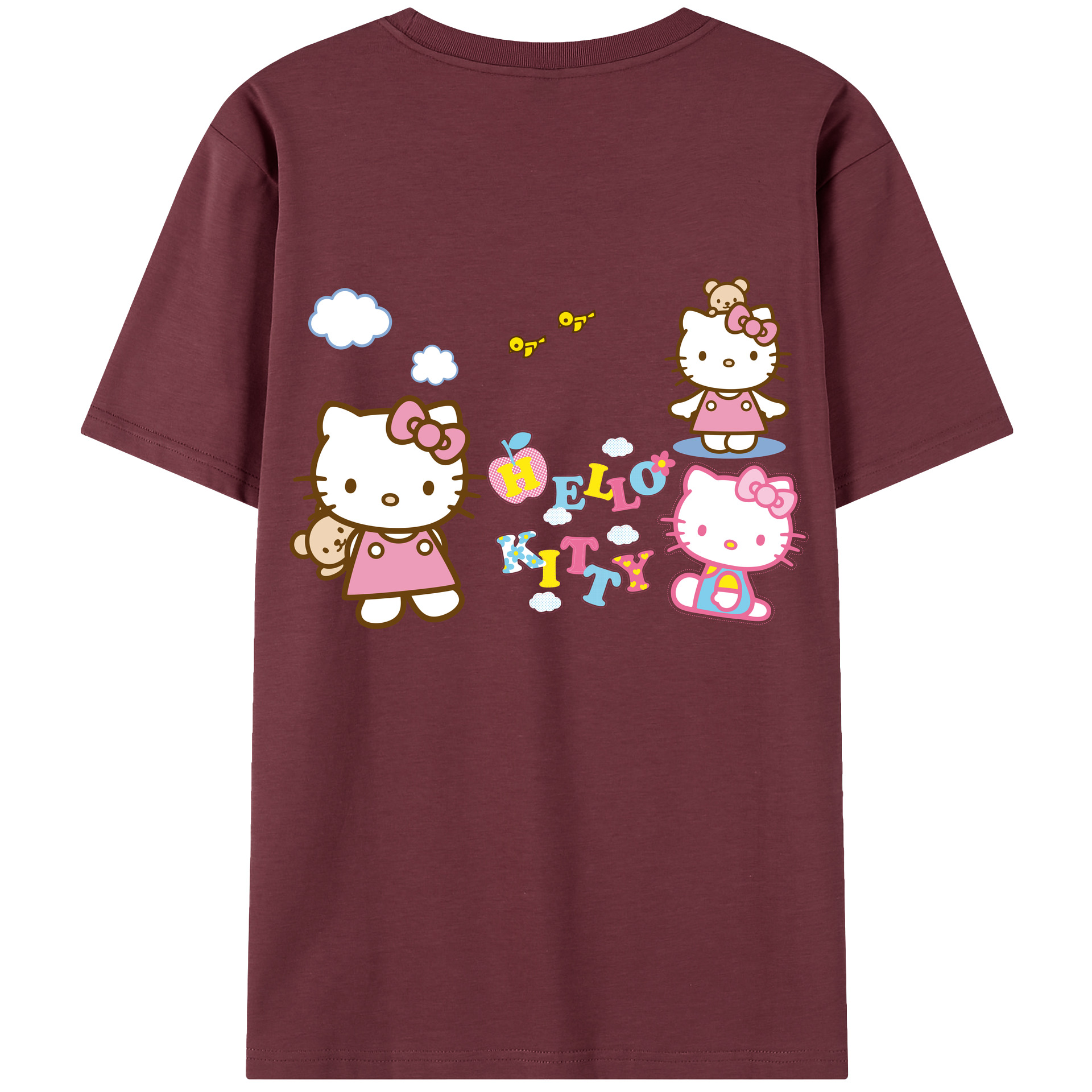 （画像用） Hello Kitty ハローキティ 綿100％半袖Tシャツ（背面プリント）